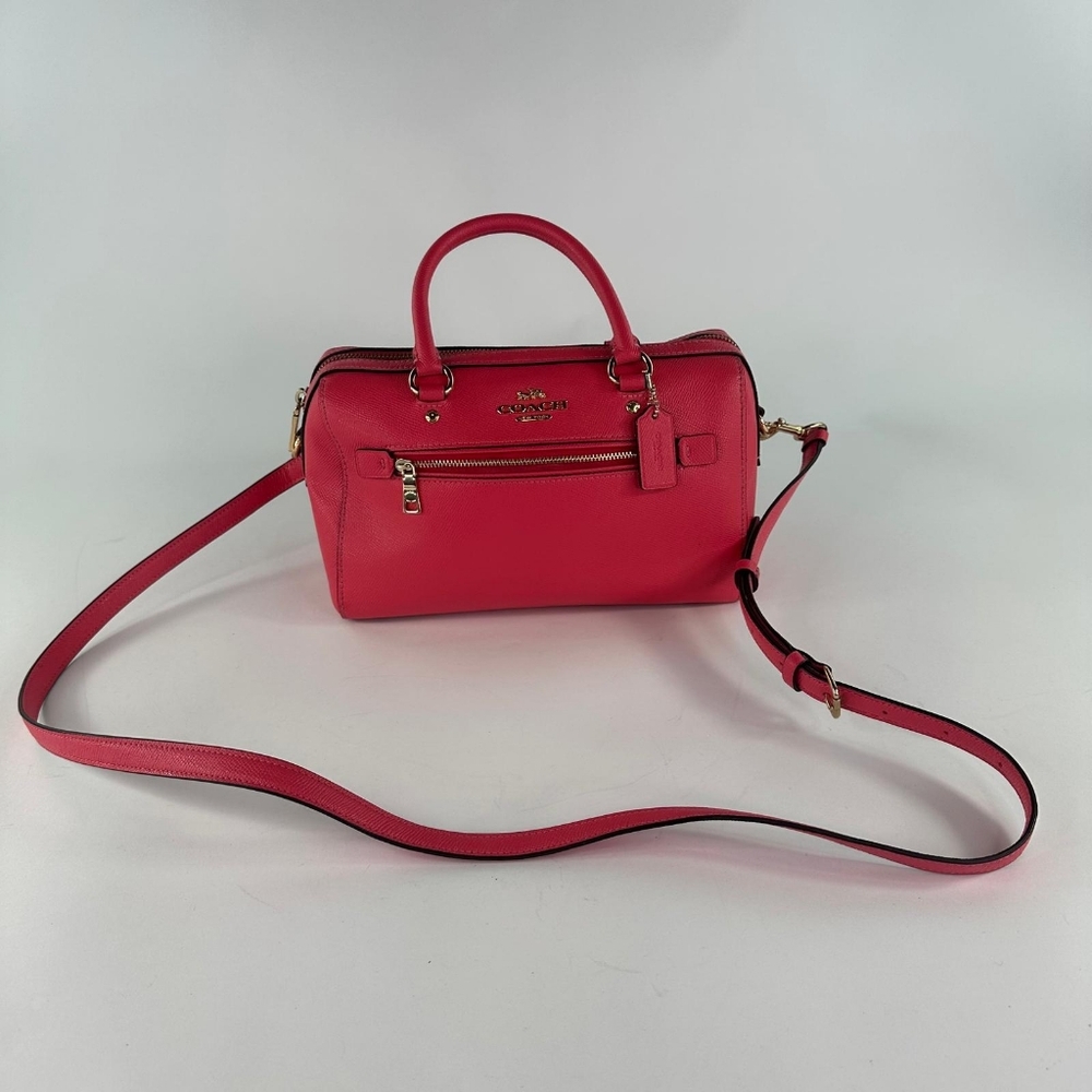 Coach Rowan SMALL 79946 Hot Pink Leather Satchel Crossbody Purse Bags
